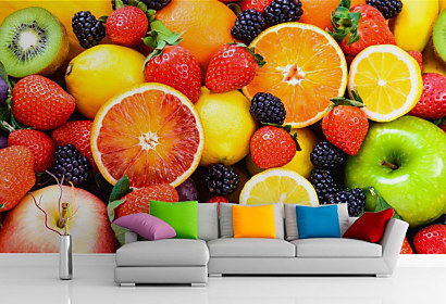 Fototapeta Mixed fruit, ovocie zdravá strava dieta